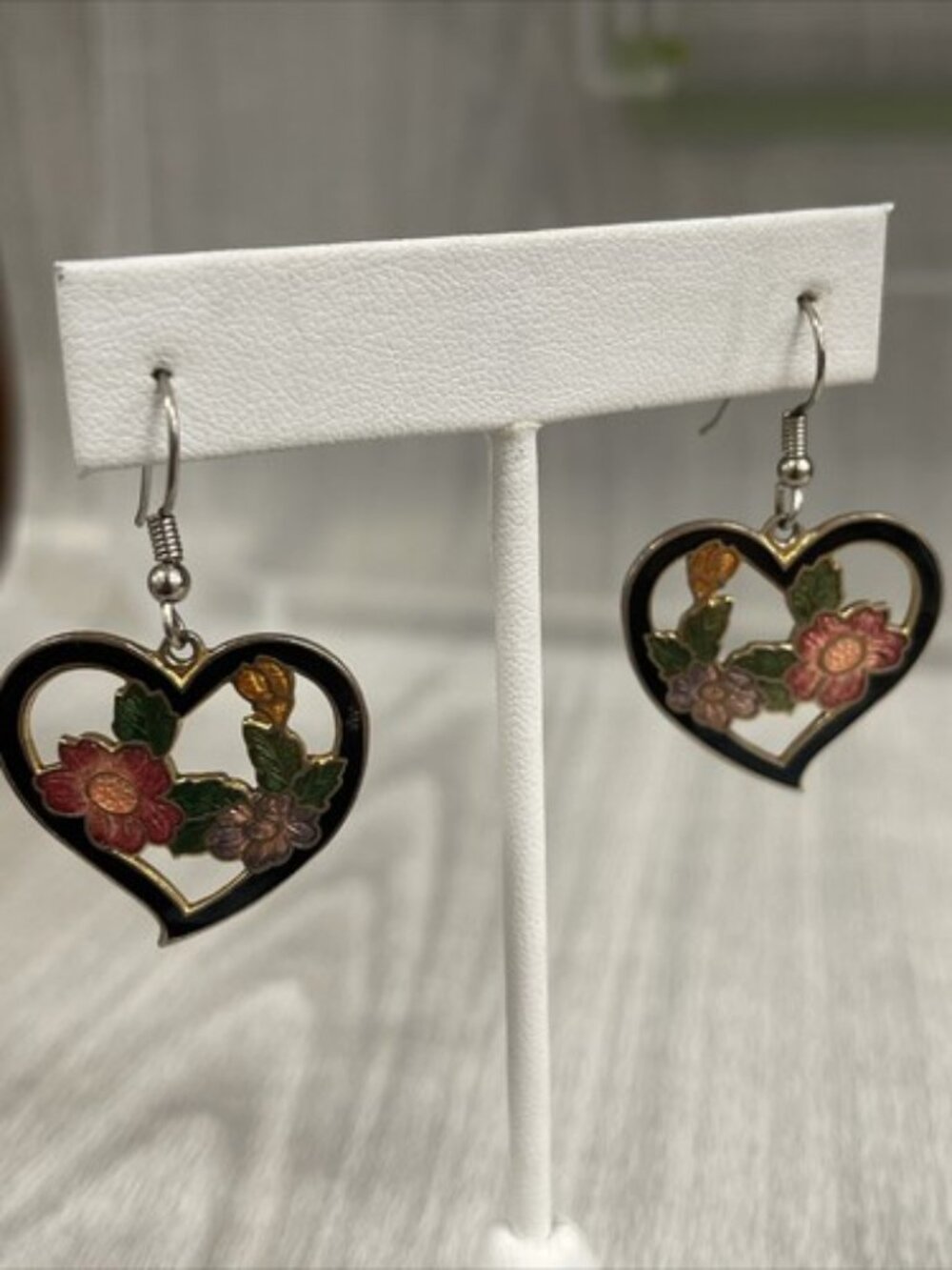 Pretty Cloisonné Heart Earrings